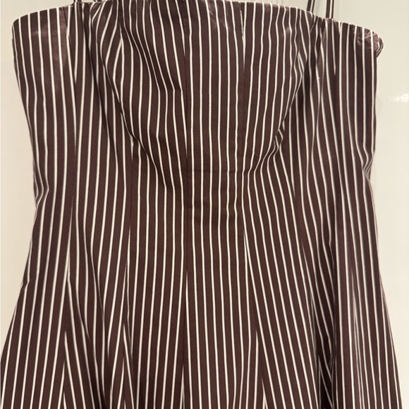 STAUD Wylie Striped Midi Dress - Dark Oak Micro Stripe. Excellent condition. Sz4 - Picture 8 of 10